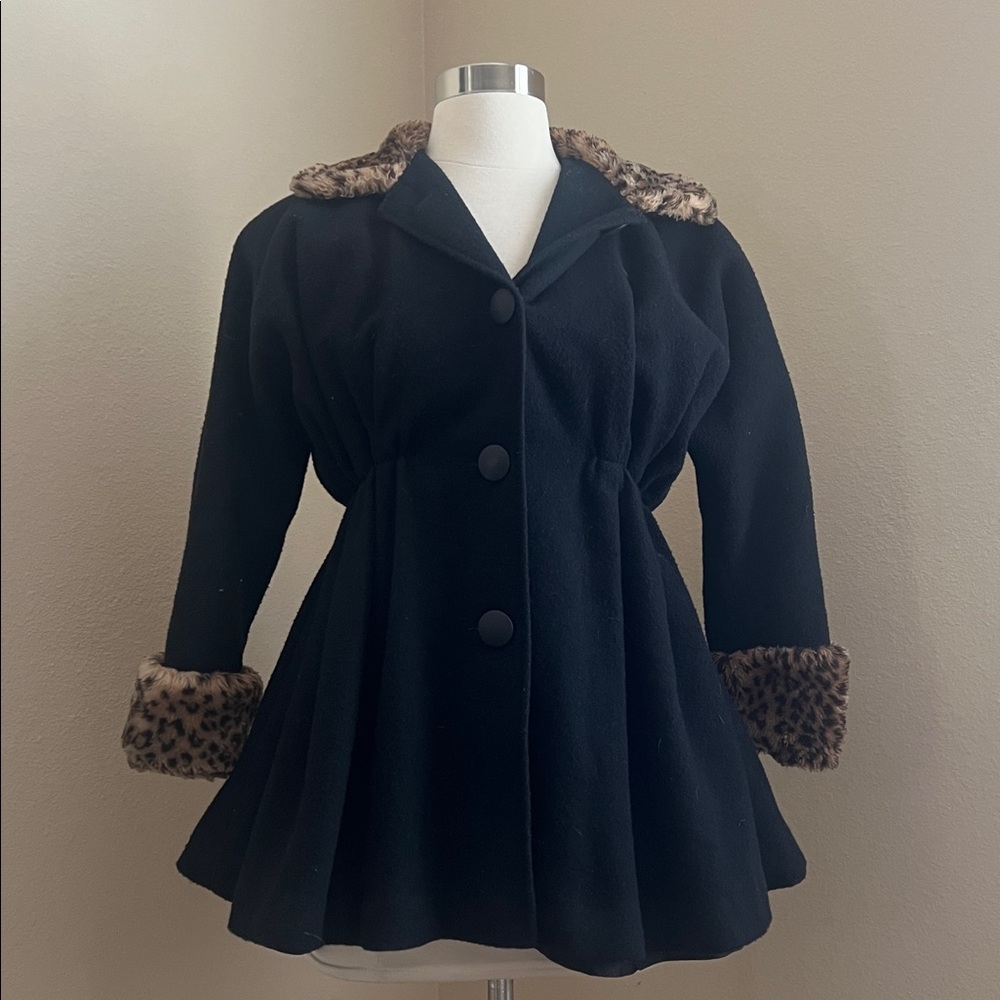 1990’s Faux Fur Collar and Sleeves Black Coat